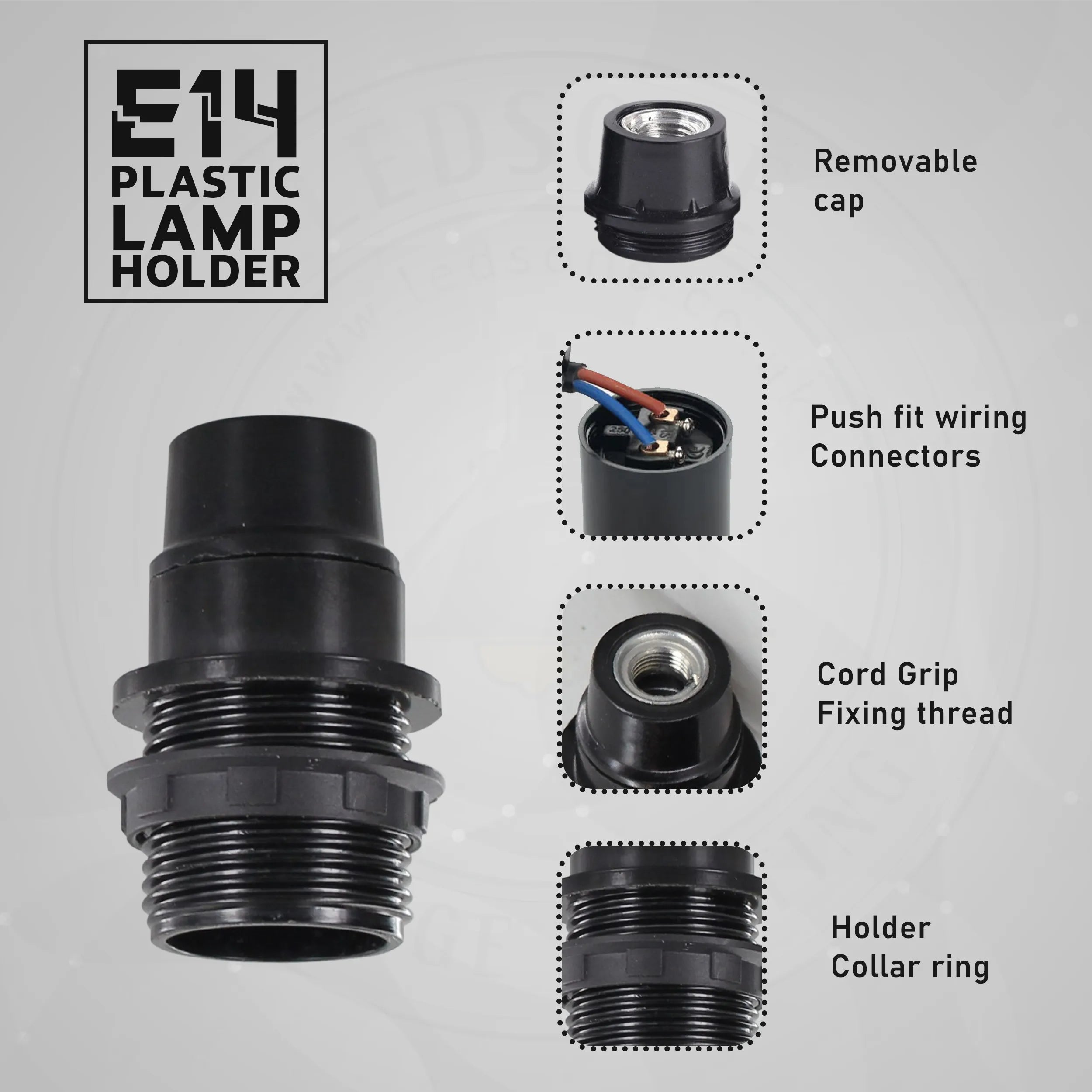 3 Pack E14 Socket Bulb Holder Edison Small Screw Black Plastic Lamp holder  ~4358