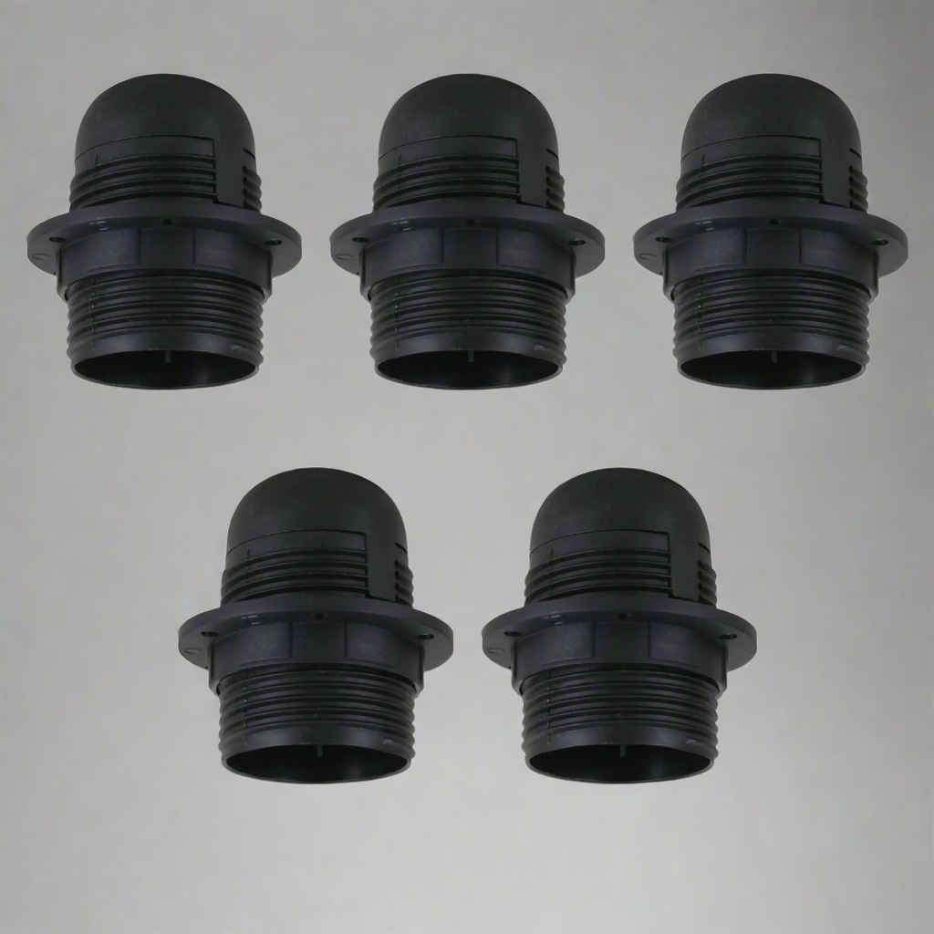 5Pack Screw E27 Light Bulb Lamp Holder Pendant Socket Edison Black Plastic  ~4365