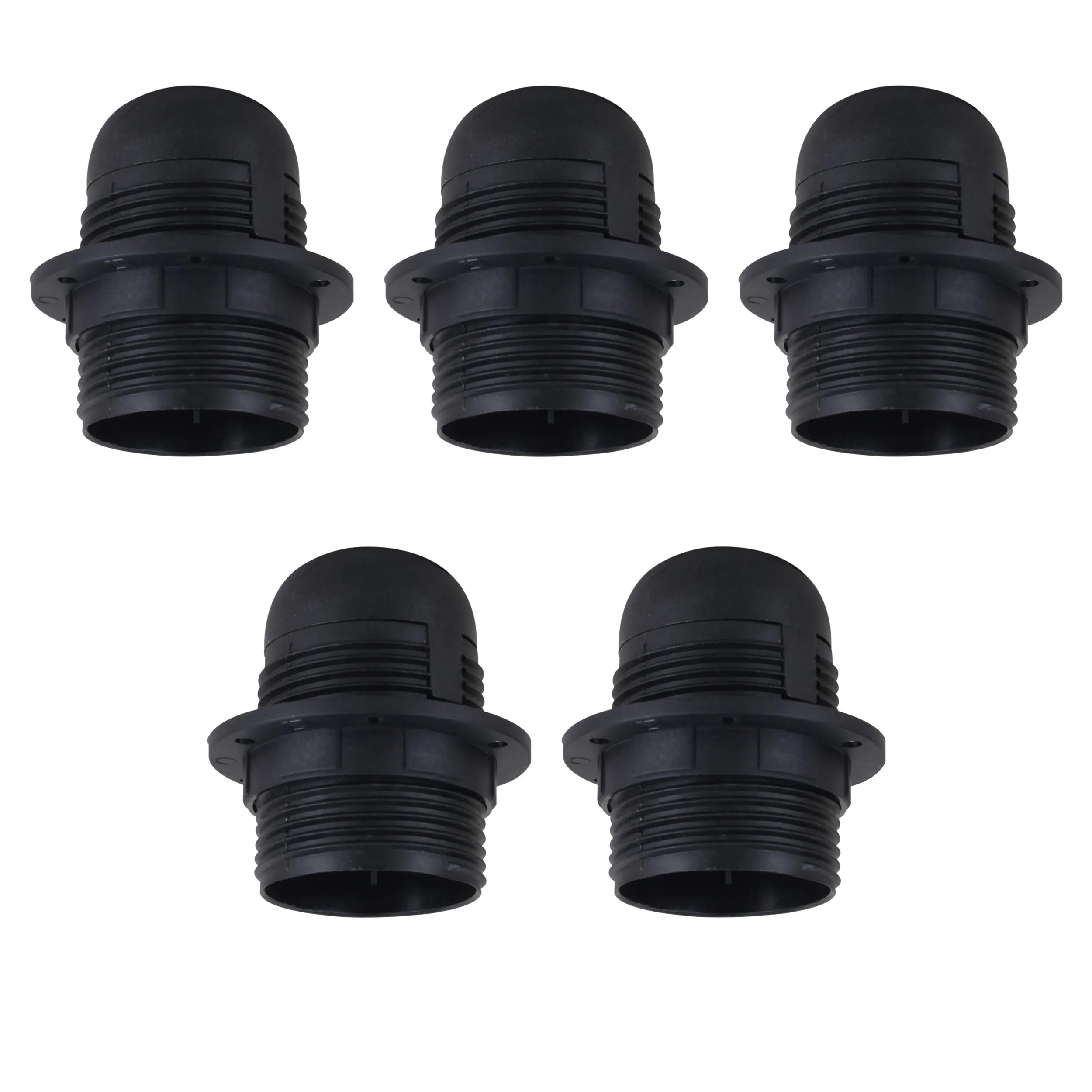 5Pack Screw E27 Light Bulb Lamp Holder Pendant Socket Edison Black Plastic  ~4365