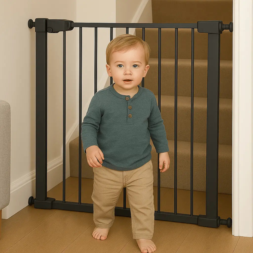 2x FYLO Baby Safety Stair Gate Pressure Fit Extra Wide - Grey For Your Little One