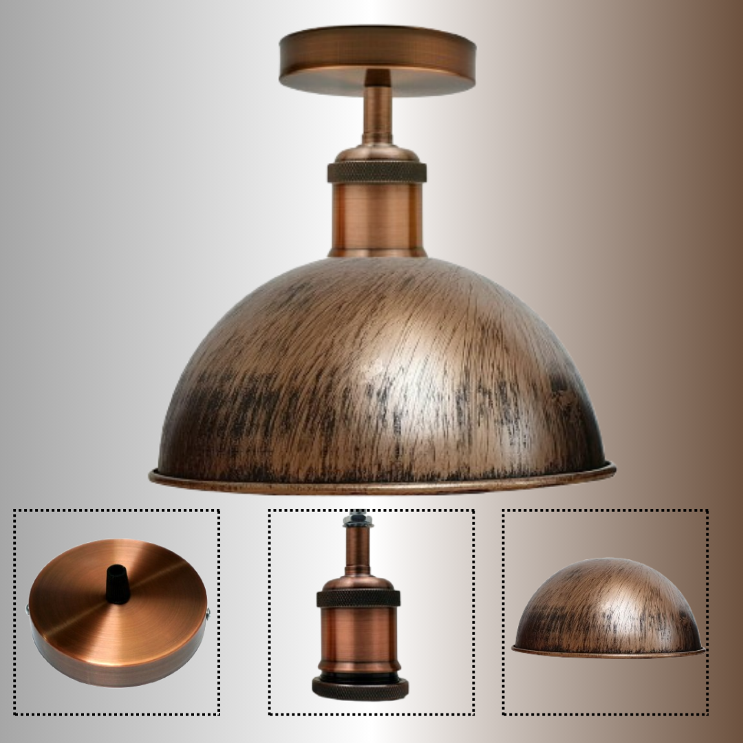 Brushed Copper Vintage Retro Flush Mount Ceiling Light ~1785