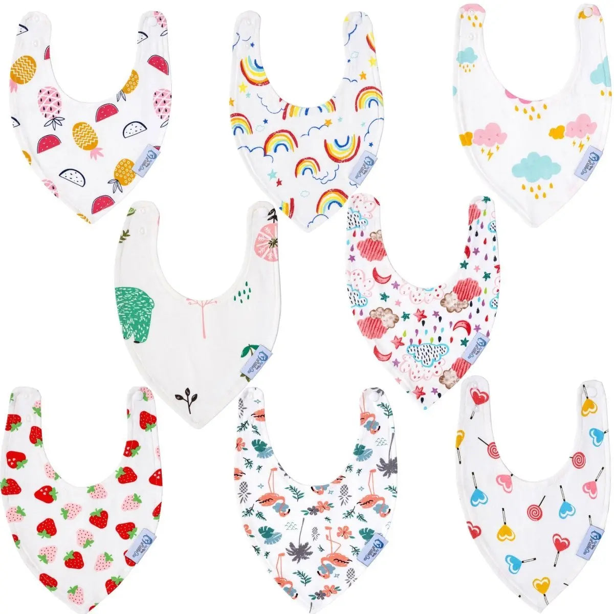 Baby Bandana Dribble Bibs Cotton Pack Of 8 - Girls-Clearance For Your Little One