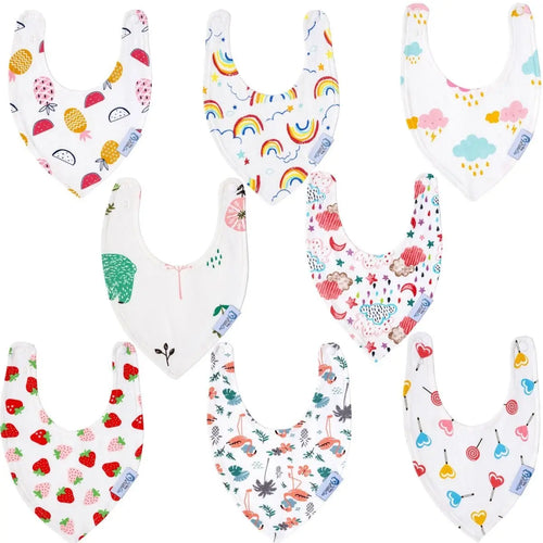 Baby Bandana Dribble Bibs Cotton Pack Of 8 - Girls-Clearance For Your Little One
