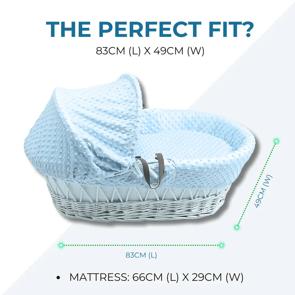 White Waffle Grey Wicker Baby Moses Basket With Stand For Your Little One