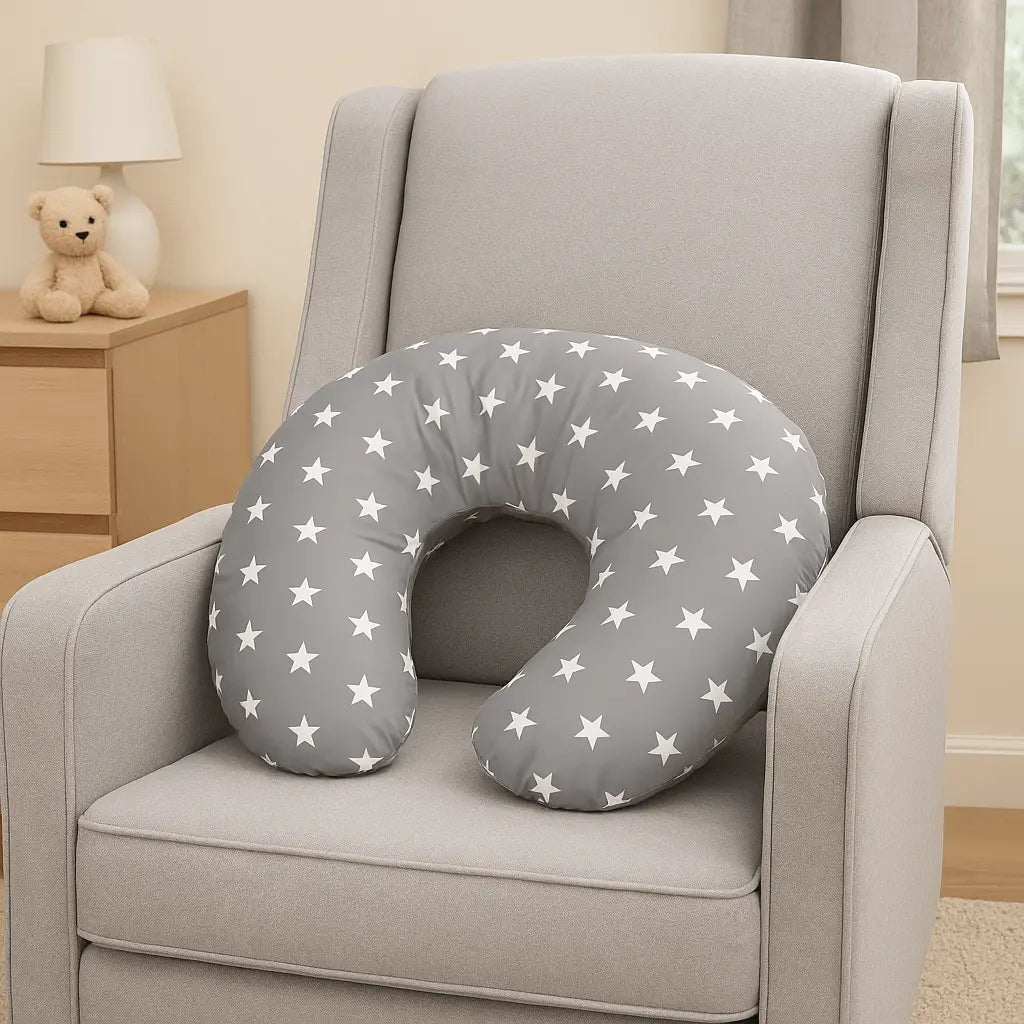 Breast Feeding Maternity Nursing Pillow - Grey with Stars For Your Little One