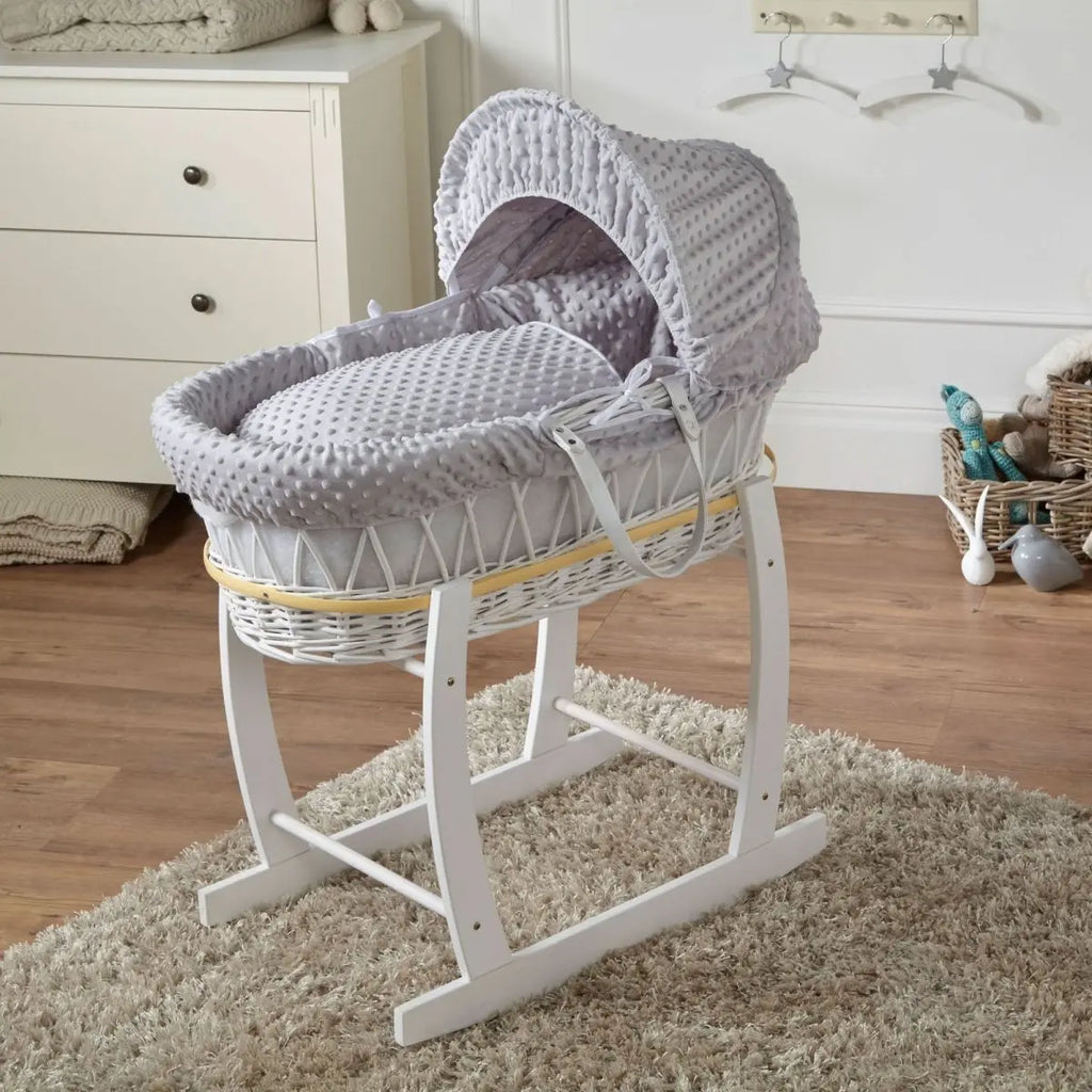The Complete Moses Basket Bundle — Dimple Bedding Set & Wicker Basket with Stand AidaTrends