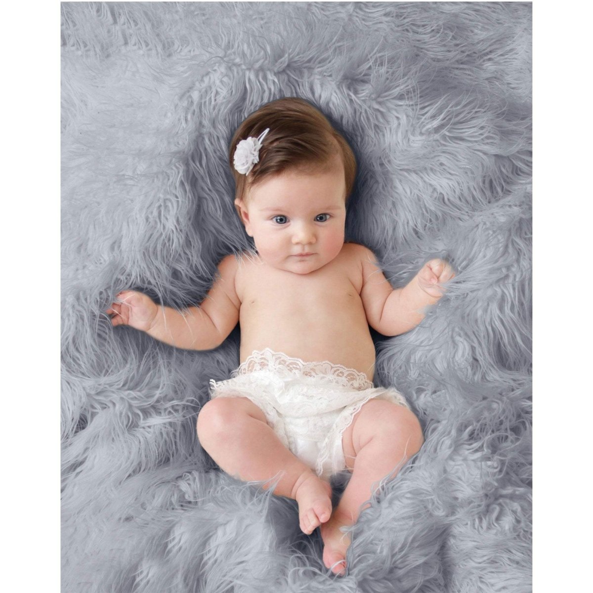 Luxury Faux Fur Baby Blanket  - grey-Clearance